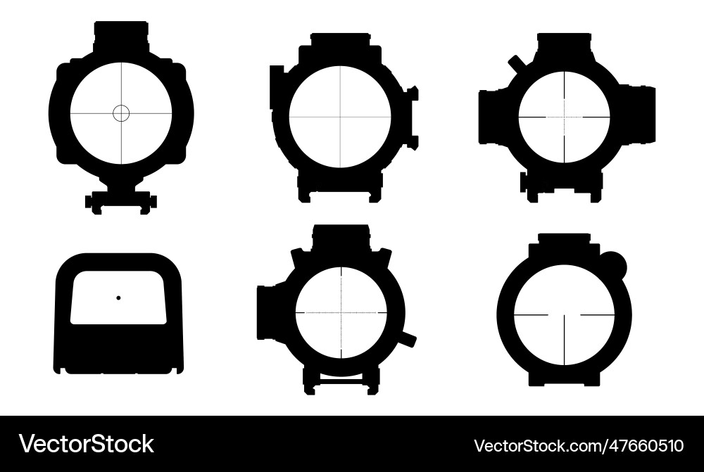 Black Weapon Scopes - Targeting Set Vector Image