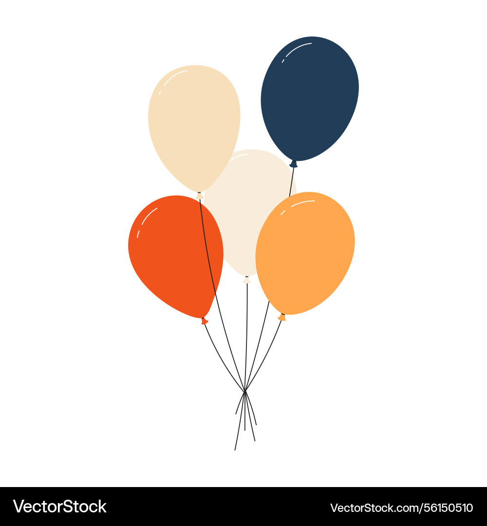 Bundle of colorful balloons with strings floating Bundle of colorful balloons with strings floating vector image
