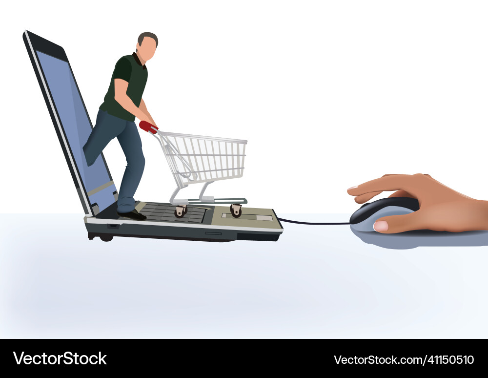 Computer connection ordering grocery delivery Computer connection ordering grocery delivery Vector Image