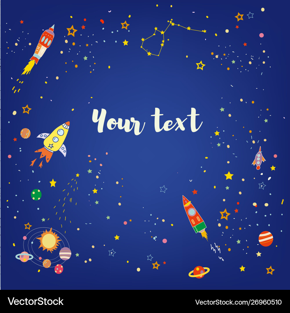 Cosmos background with planets and spaceships vector image