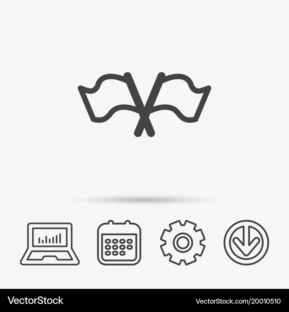 Crosswise waving flag icon location pointer vector image