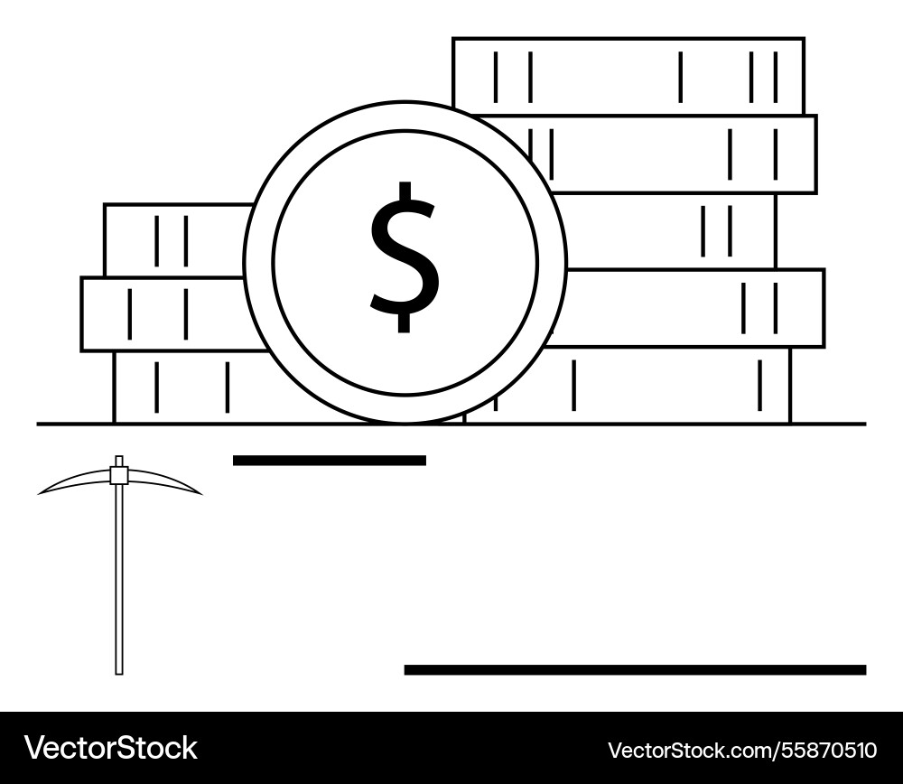 Cryptocurrency mining concept with coin stacks Cryptocurrency mining concept with coin stacks Vector Image