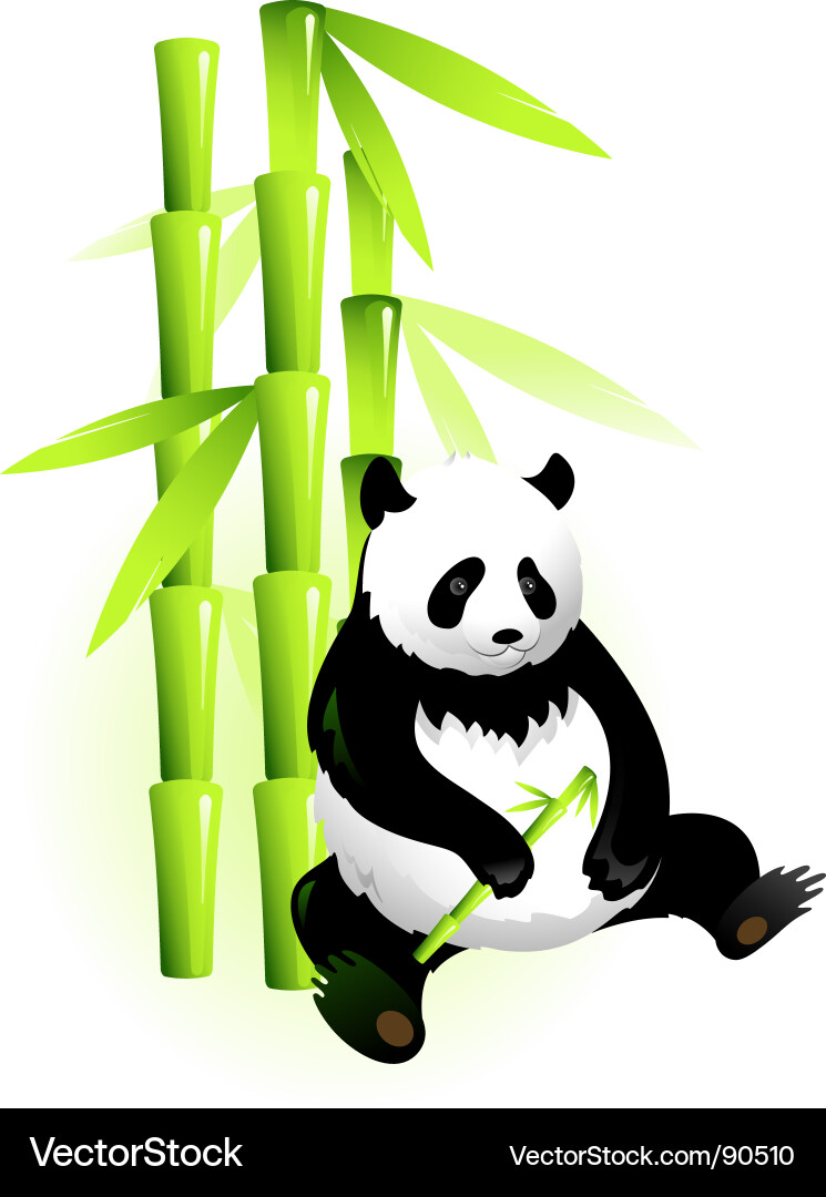Cute Panda Among Bamboo Vector Image