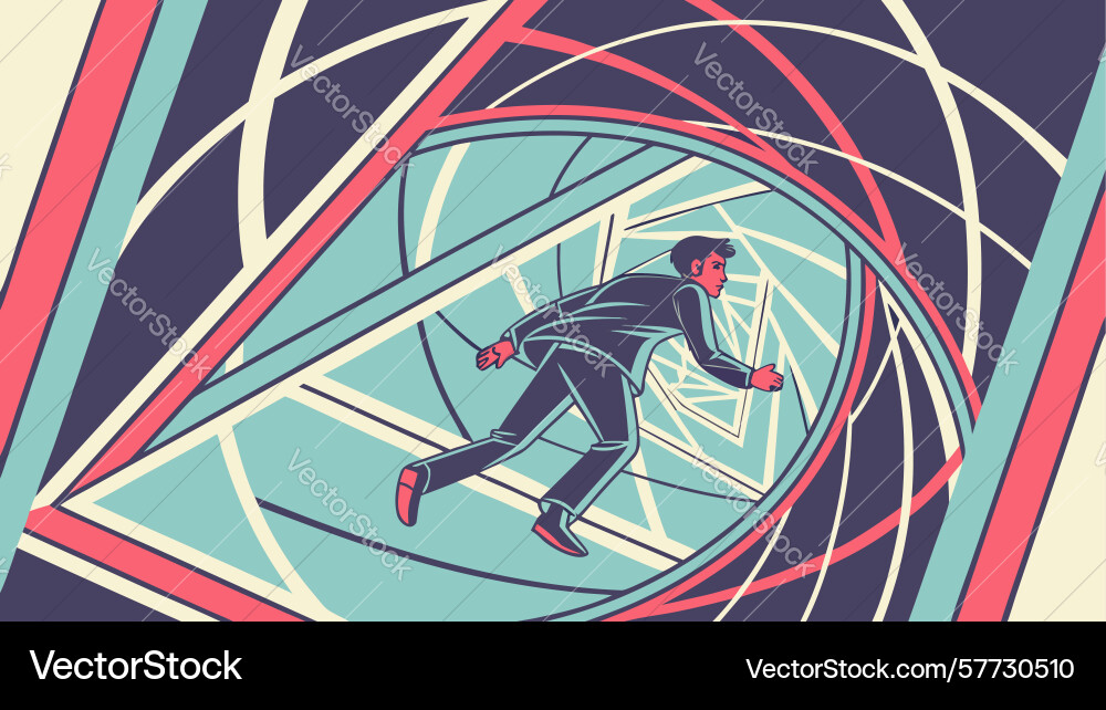 Dynamic figure in a swirling abstract vortex Vector Image