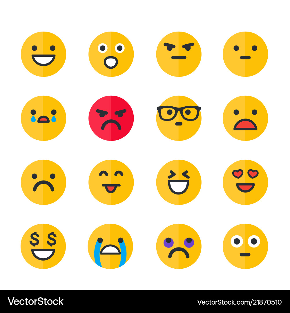 Emoticons set emoji smile icons on white Emoticons set emoji smile icons on white vector image