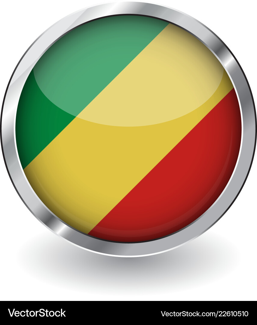 Flag of congo button with metal frame and shadow Flag of congo button with metal frame and shadow vector image