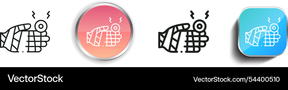 Fracture icon thin linear regular and button vector image