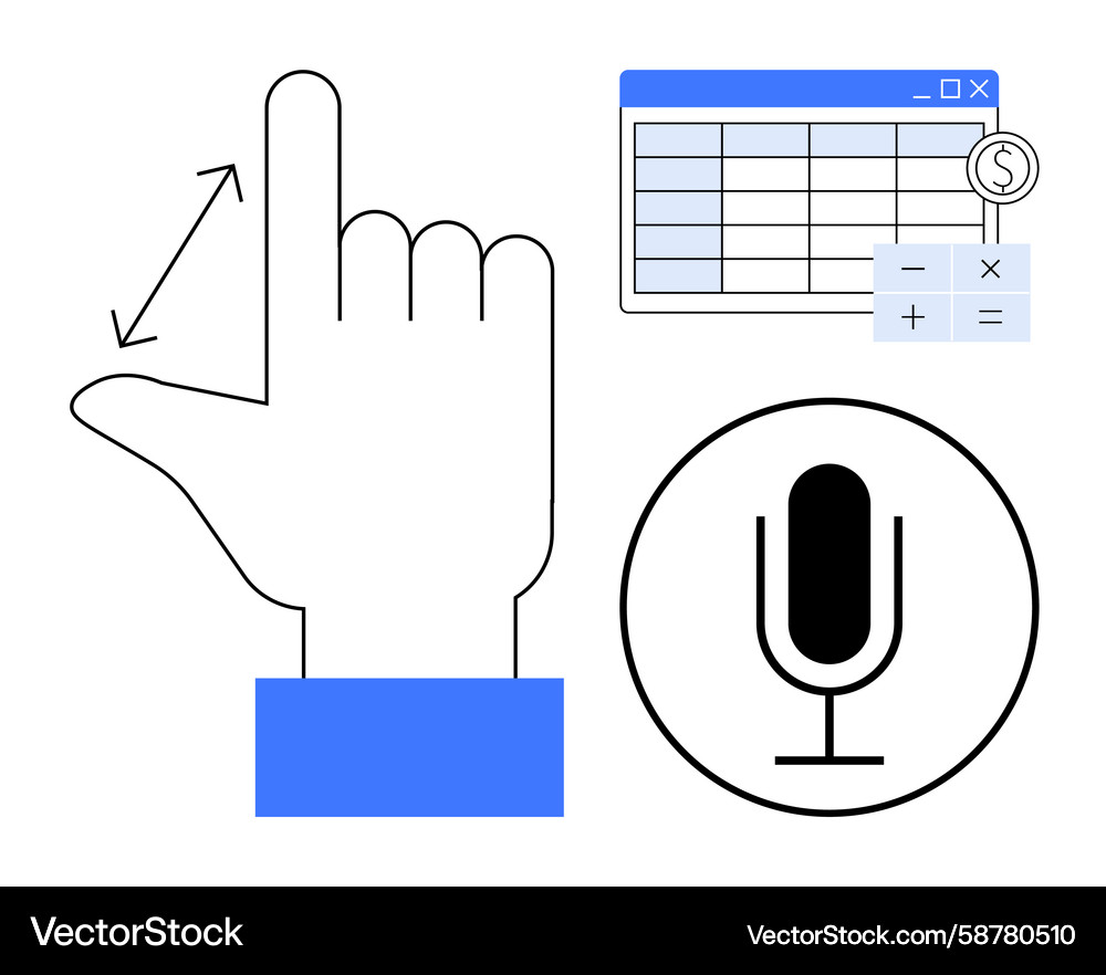 Hand Gestures & Voice Input Vector Image