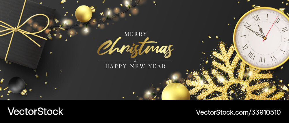 Merry christmas and happy new year banner Merry christmas and happy new year banner vector image