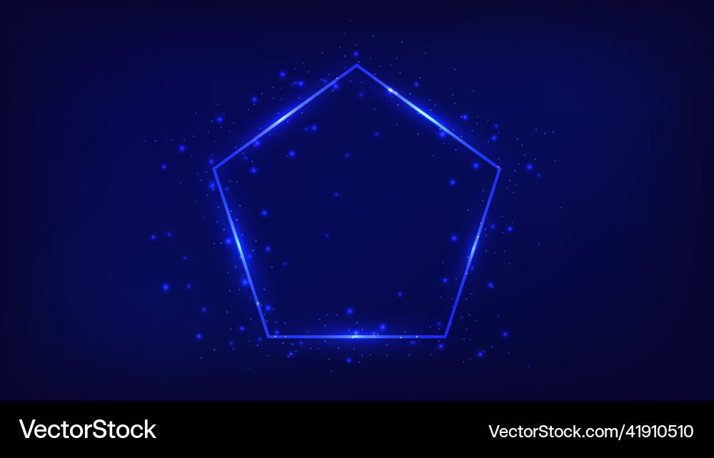 Neon frame in pentagon form with shining effects Neon frame in pentagon form with shining effects vector image