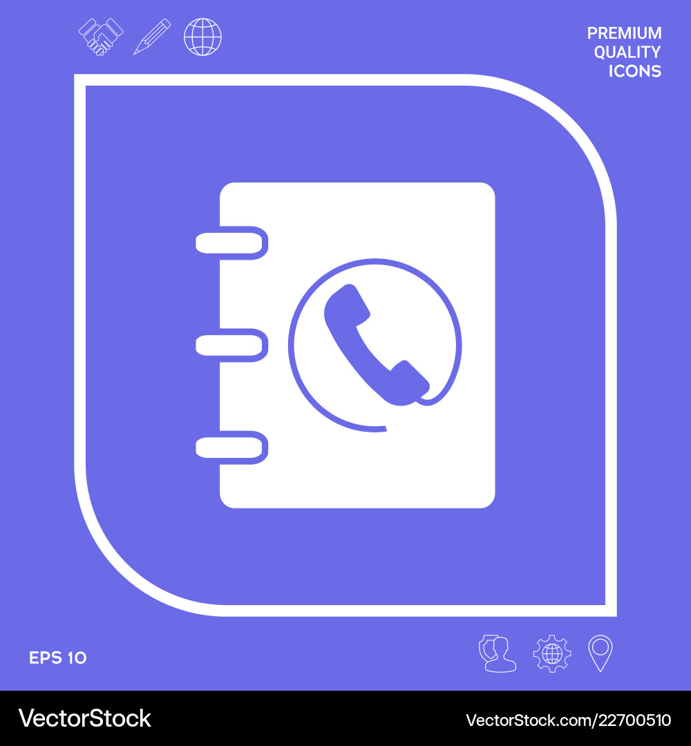 Notebook address phone book icon with handset Notebook address phone book icon with handset vector image