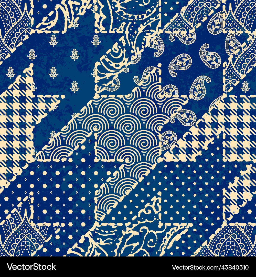 Patchwork textile pattern seamless quilting Patchwork textile pattern seamless quilting vector image