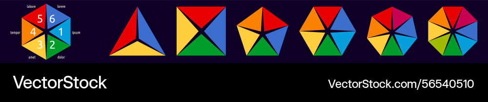 Polygons divided into triangles with some space vector image