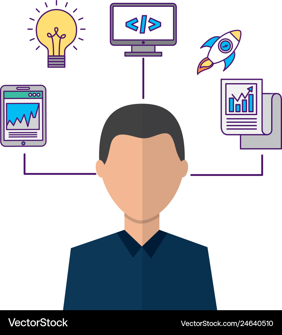 Portrait of man coding programmer Portrait of man coding programmer vector image