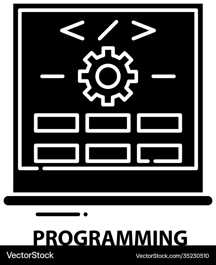 Programming icon black sign with editable Programming icon black sign with editable vector image