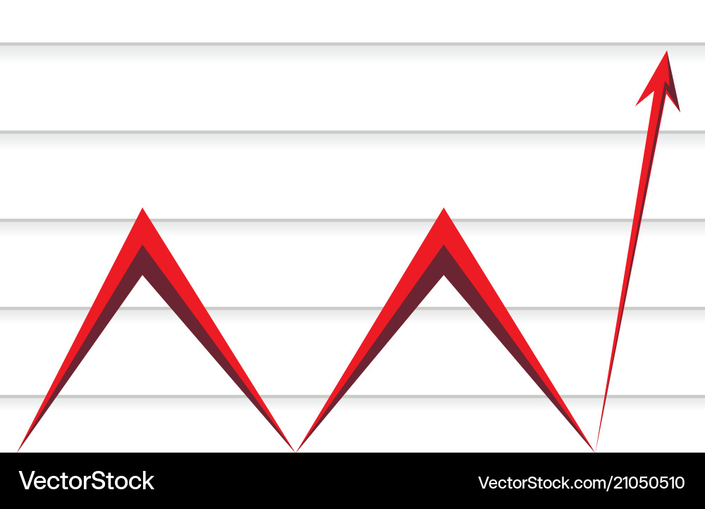 Red arrow on the background of lines vector image
