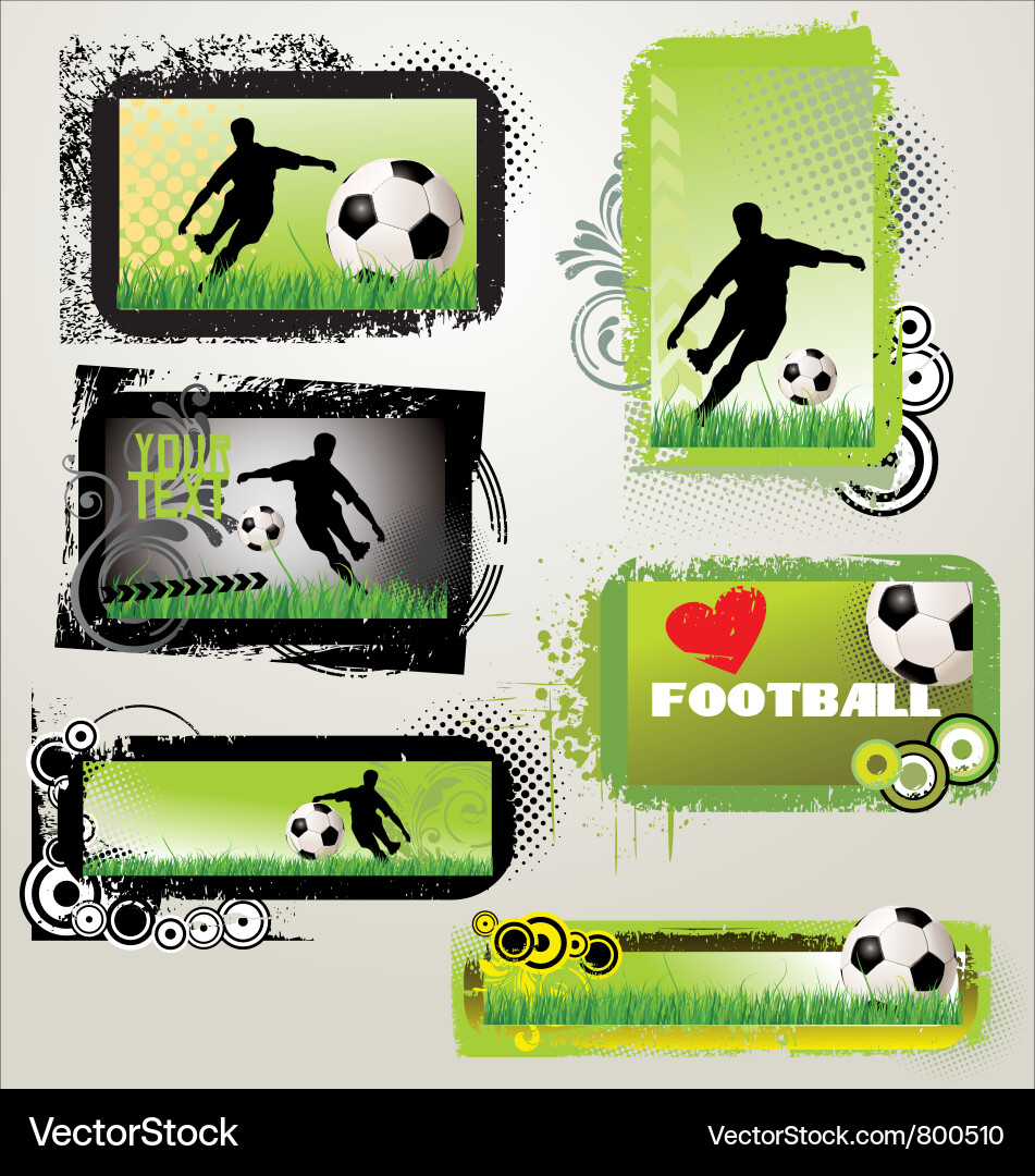 Retro Soccer Banners - Grunge Style Vector Image