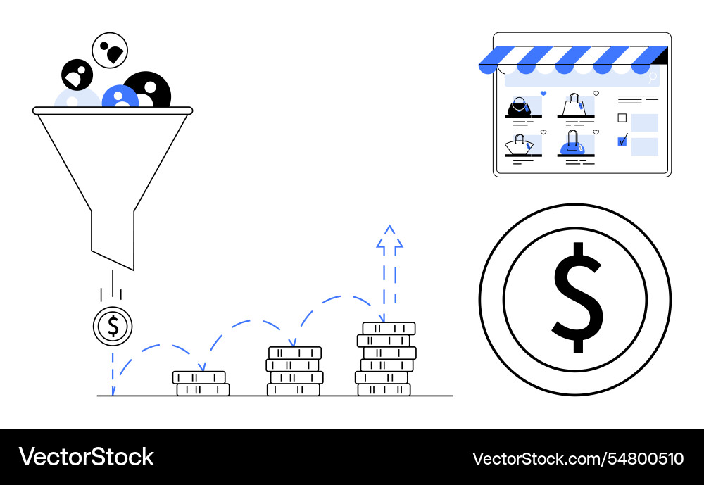Sales funnel process showing user conversion Sales funnel process showing user conversion vector image
