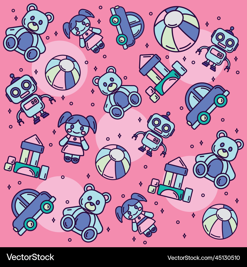Seamless pattern background with toy icons Vector Image