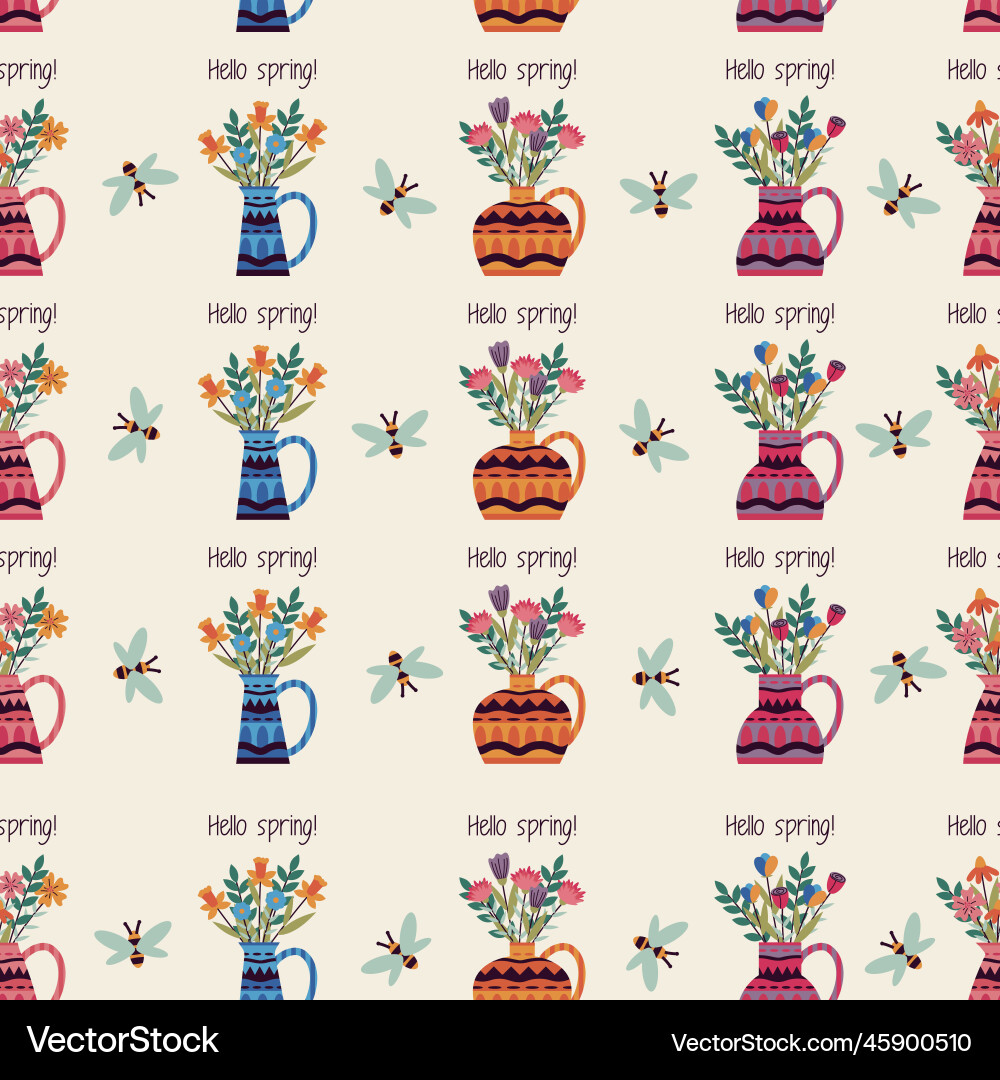 Seamless pattern texture with vases pots Seamless pattern texture with vases pots Vector Image