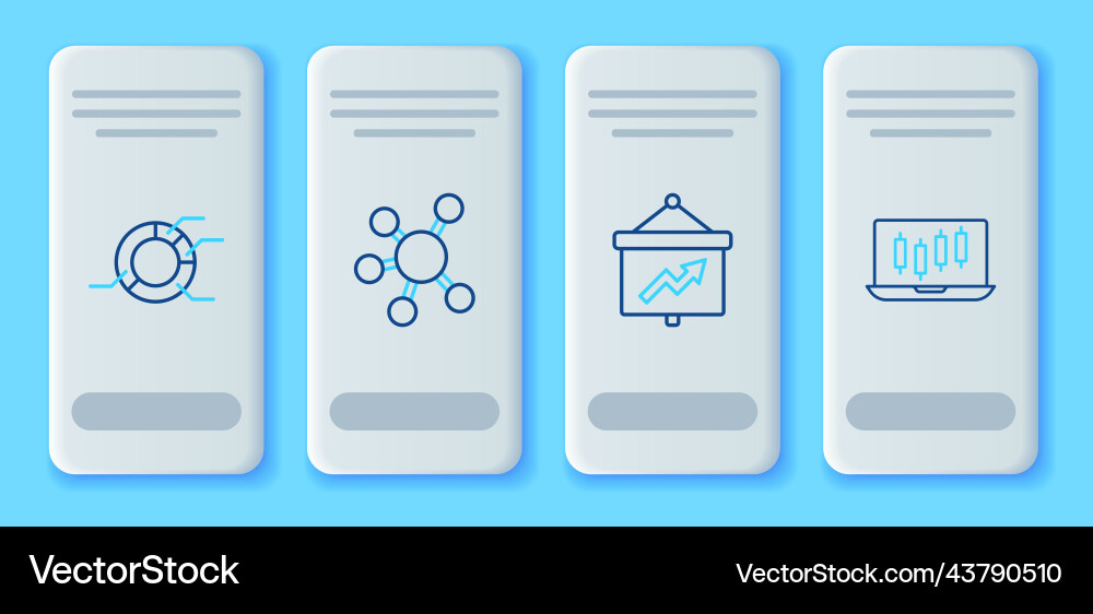 Set line project team base board with graph pie vector image