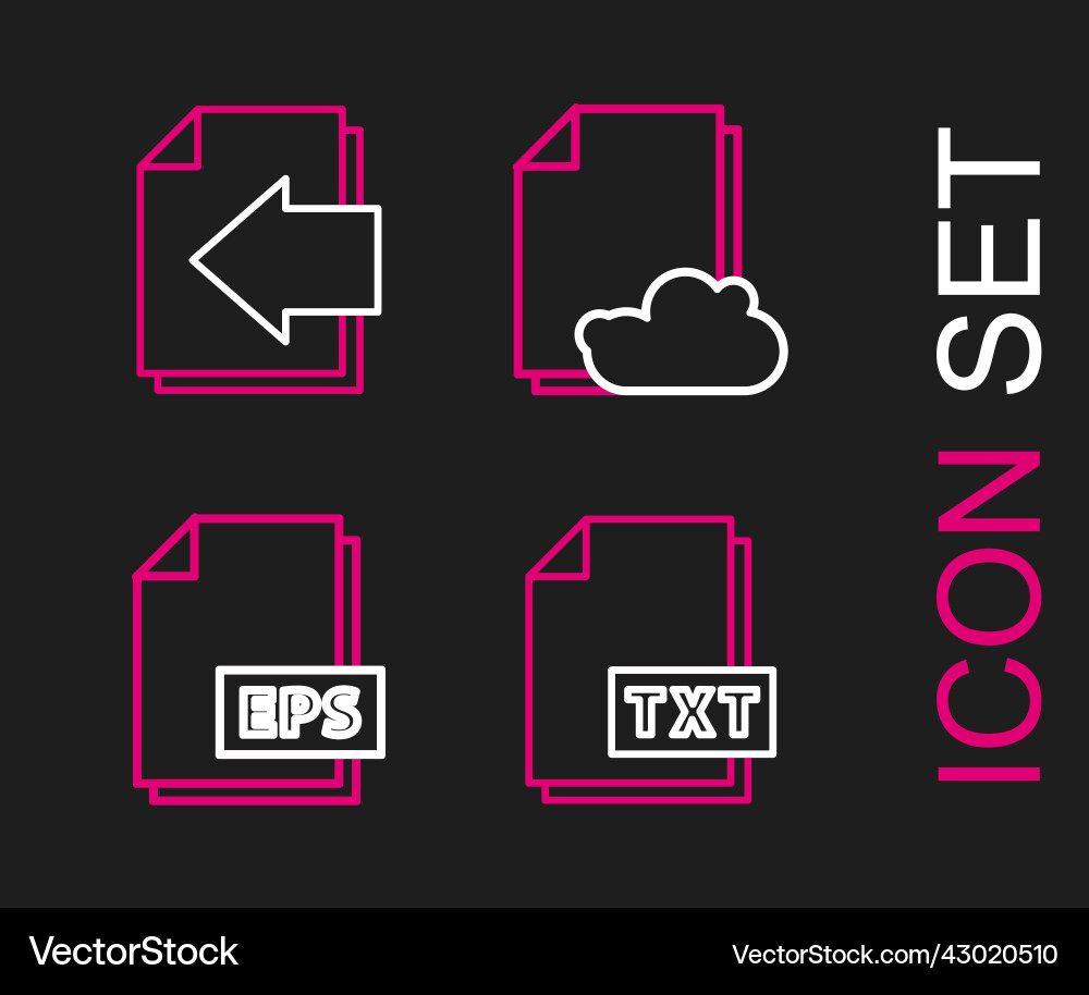 Set line txt file document eps cloud storage Set line txt file document eps cloud storage vector image