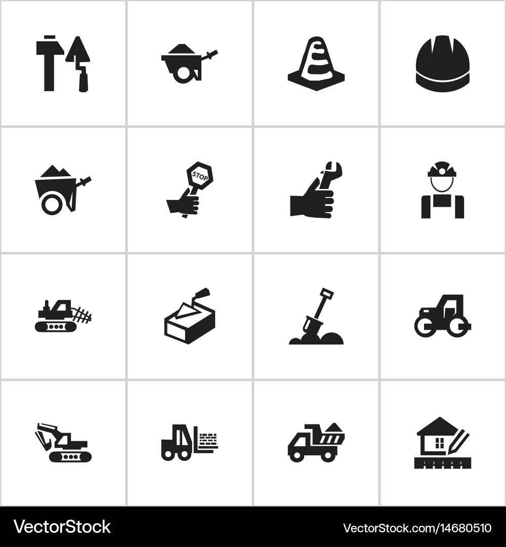 Set of 16 editable structure icons includes vector image