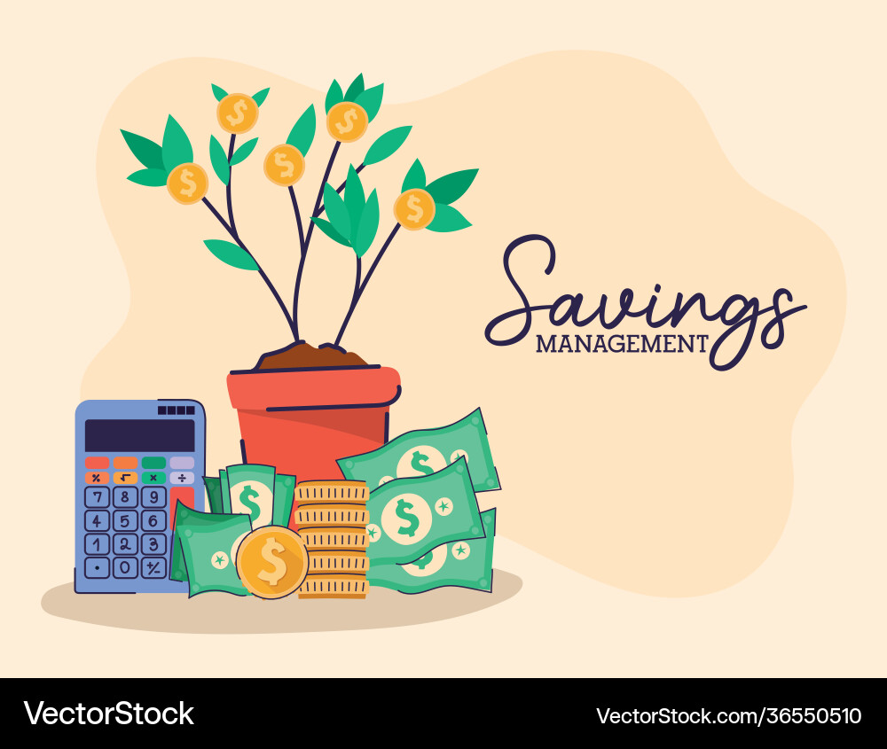 Set saving management icons vector image