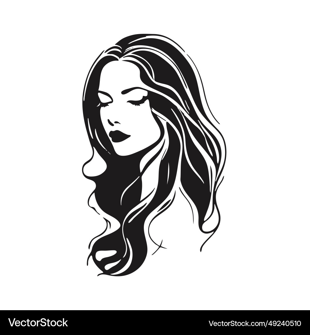 Silhouette of a woman with long flowing hair Silhouette of a woman with long flowing hair vector image