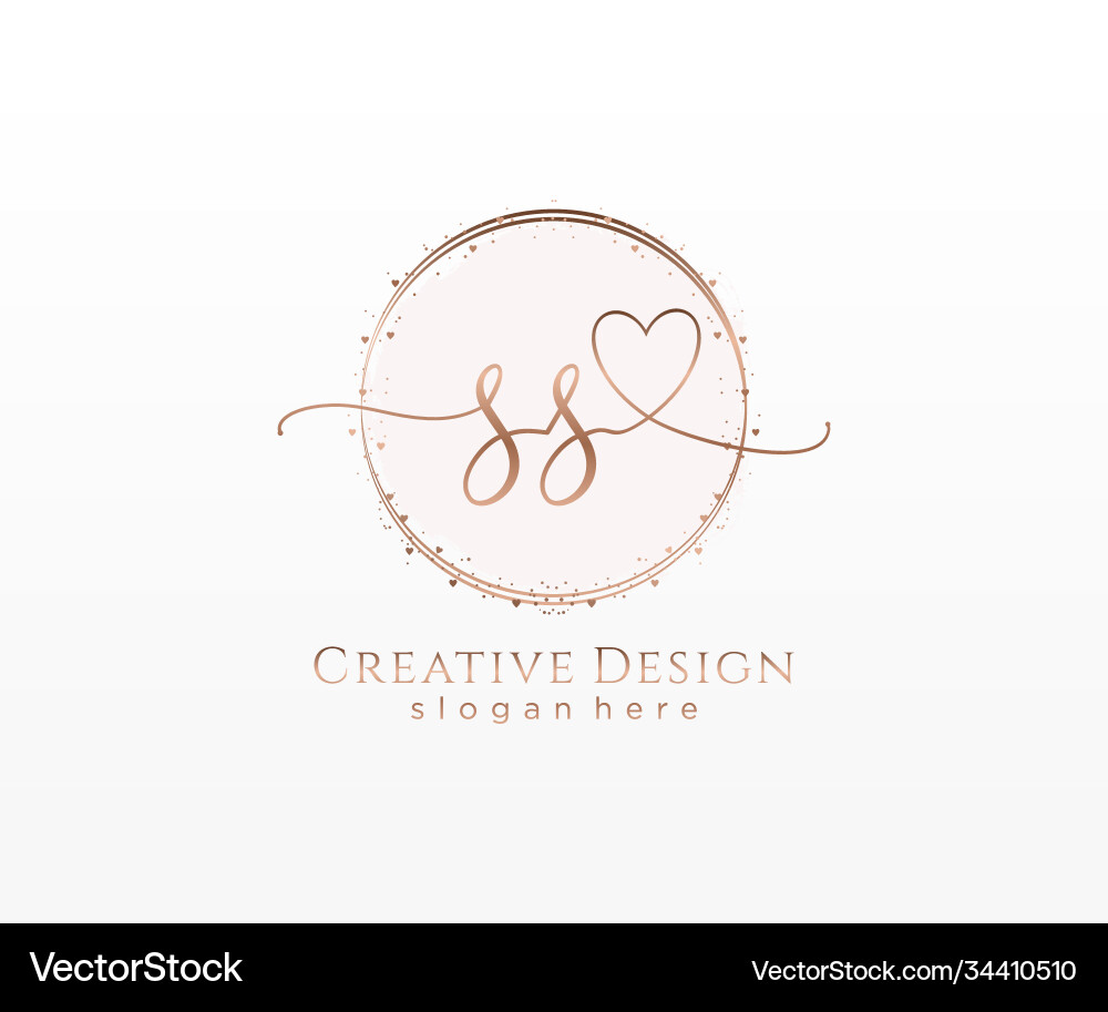 SS Initial Handwriting Logo with Circle Vector Image
