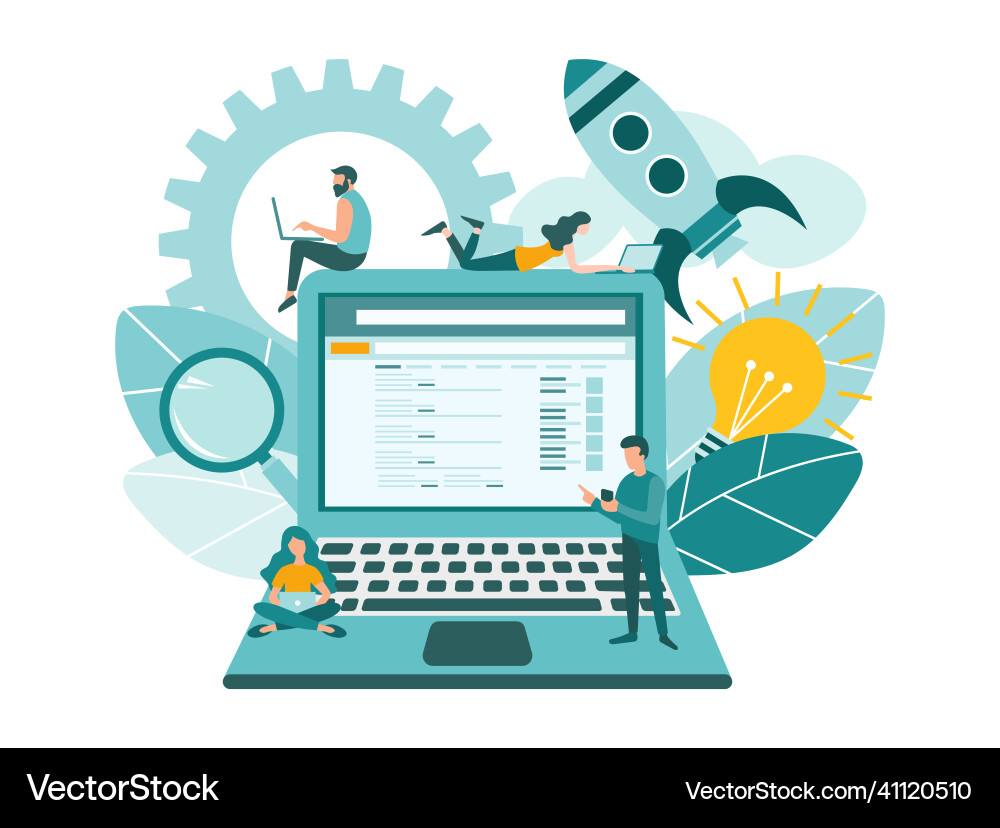 Teamwork search engine service optimization Teamwork search engine service optimization vector image
