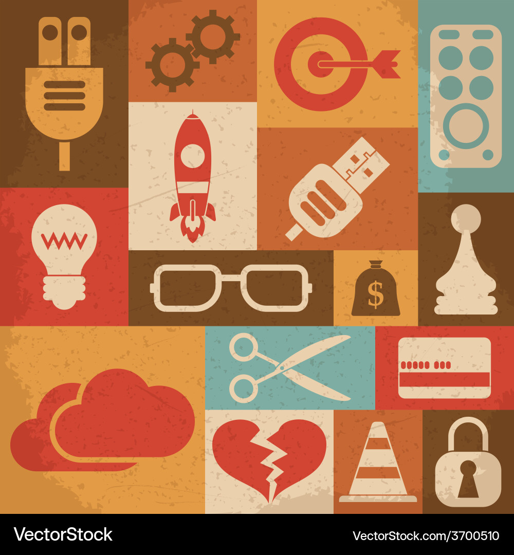 Universal retro icons for web and mobile vector image