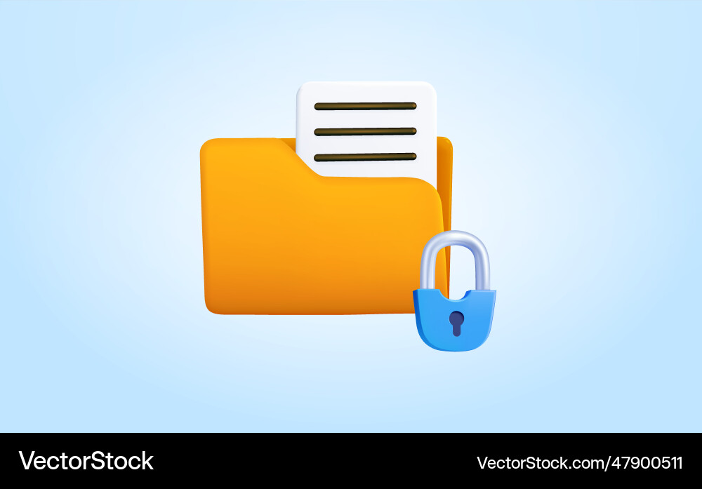 3d folder and file security lock isolated 3d folder and file security lock isolated vector image