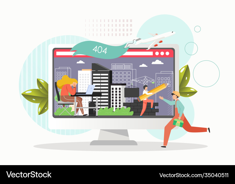 404 error page not found webpage under vector image