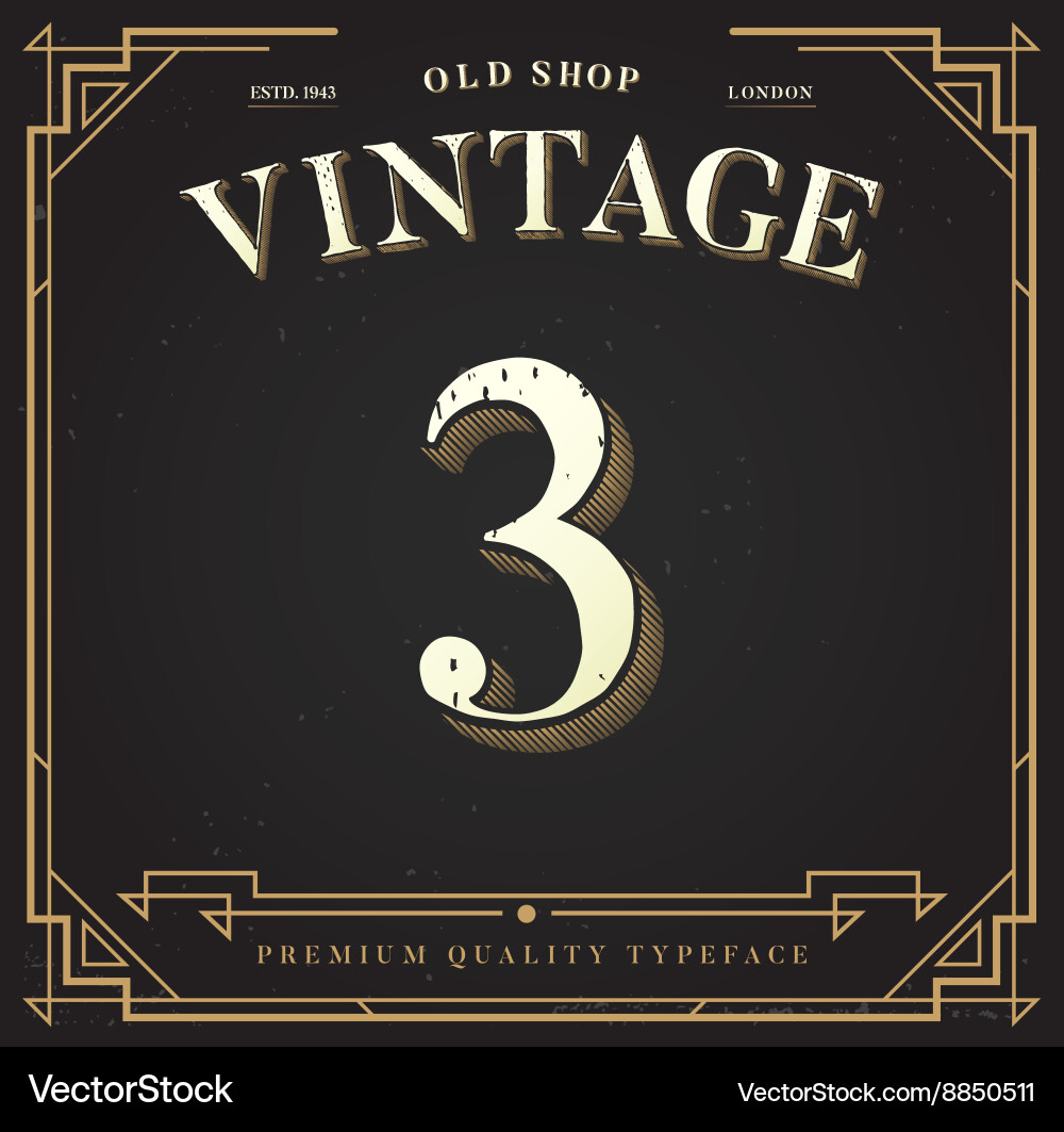 Alphabet font number with classy stylish vector image