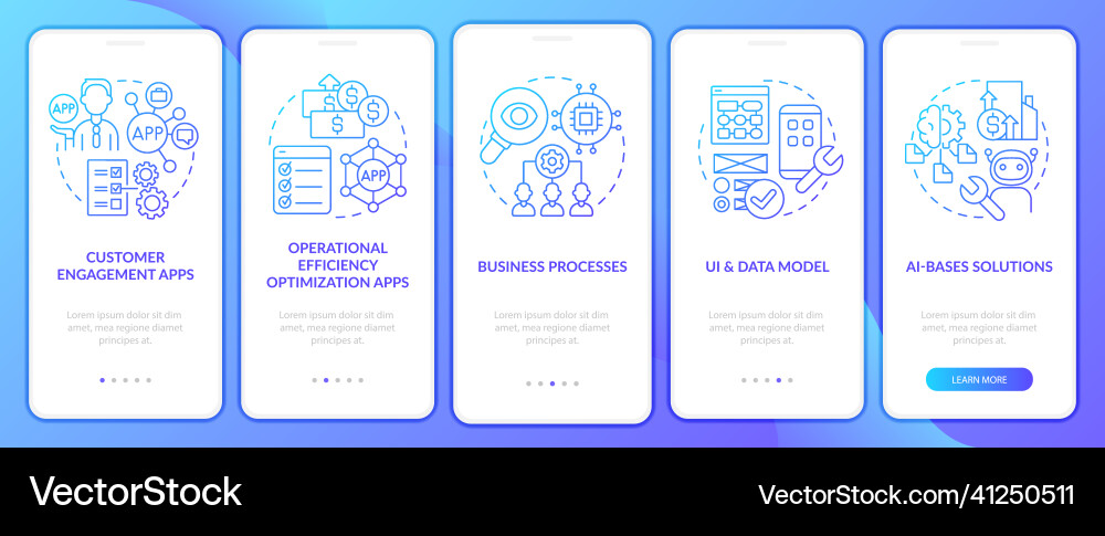 Apps with low code blue gradient onboarding Vector Image
