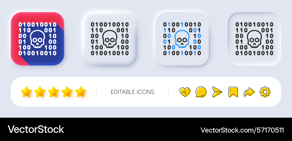 Binary code line icon cyber attack sign Vector Image