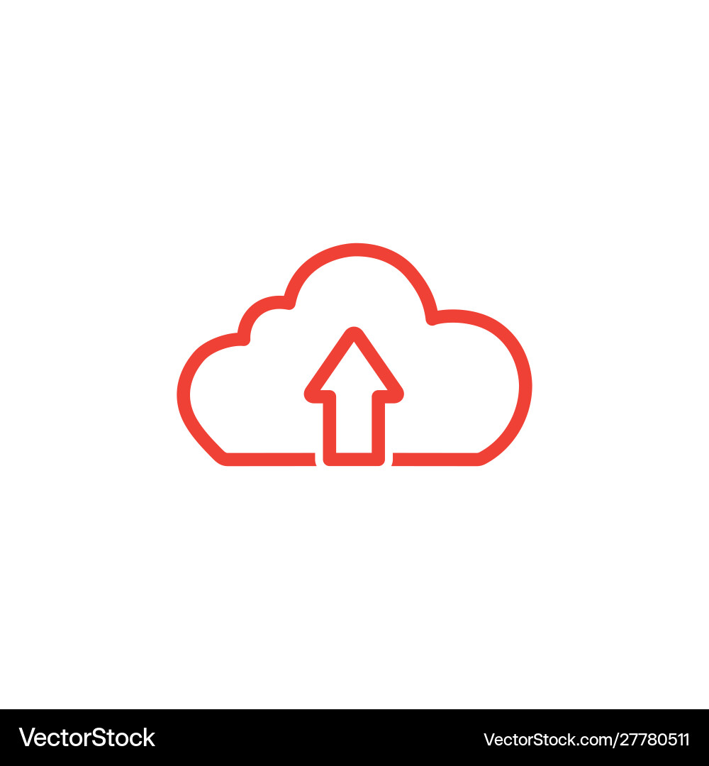 Cloud upload line red icon on white background Cloud upload line red icon on white background vector image