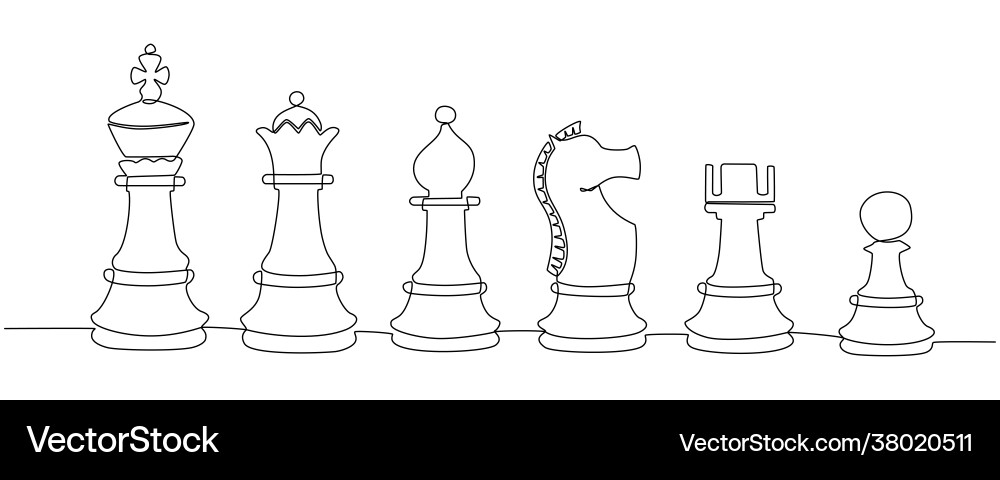 Continuous Line Chess Figure Vector Image
