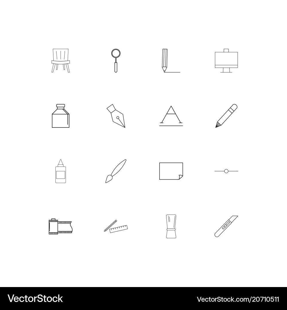 Creative process and design simple linear icons Vector Image