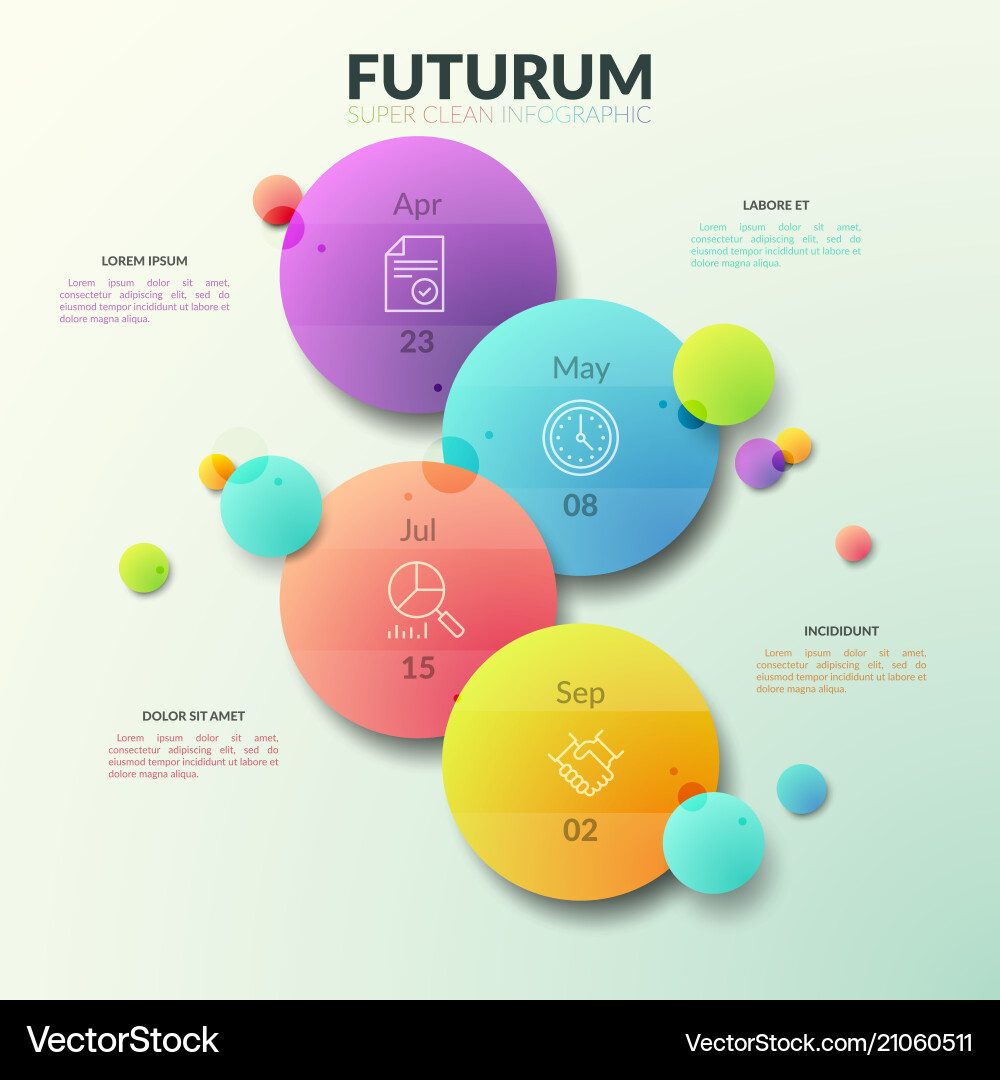 Four separate multicolored circles with thin line Four separate multicolored circles with thin line vector image
