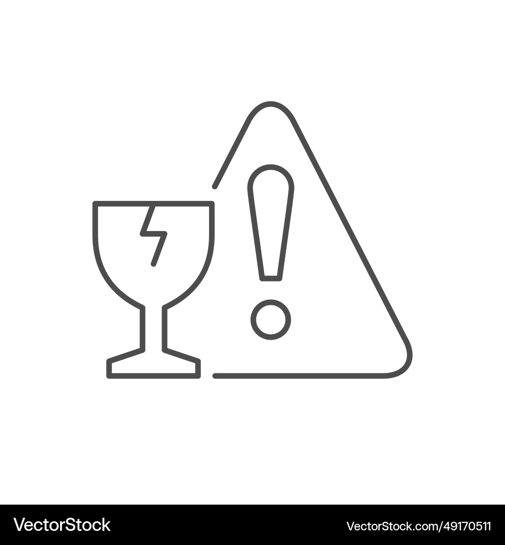 Fragile warning line outline icon Fragile warning line outline icon vector image