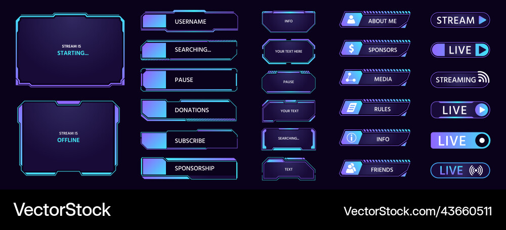 Game stream hud futuristic overlay with frames Game stream hud futuristic overlay with frames vector image