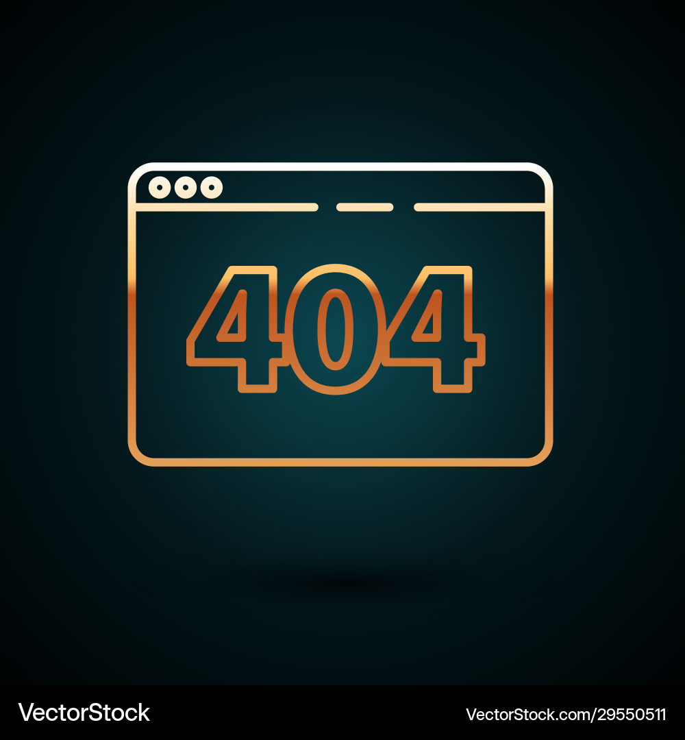 Gold line page with a 404 error icon isolated Gold line page with a 404 error icon isolated Vector Image