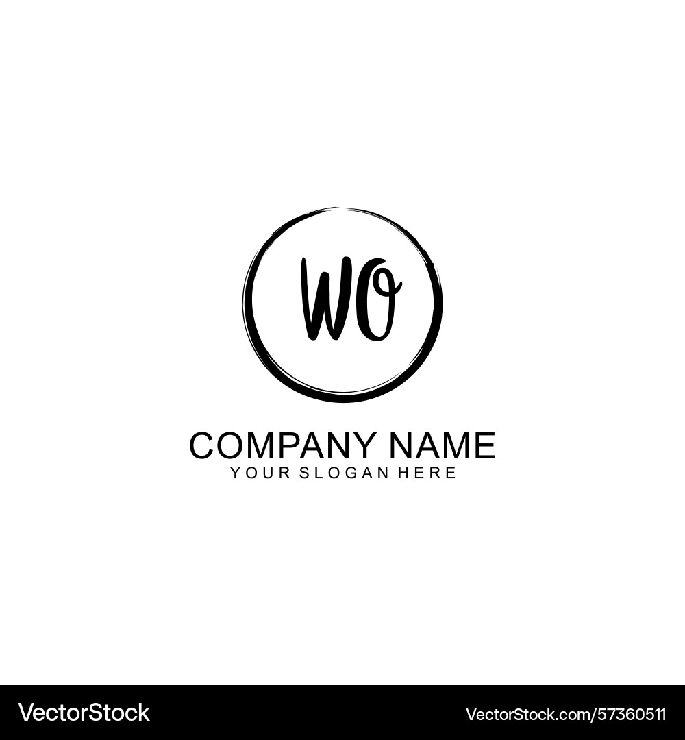 Handwritten wo initial logo with circle vector image