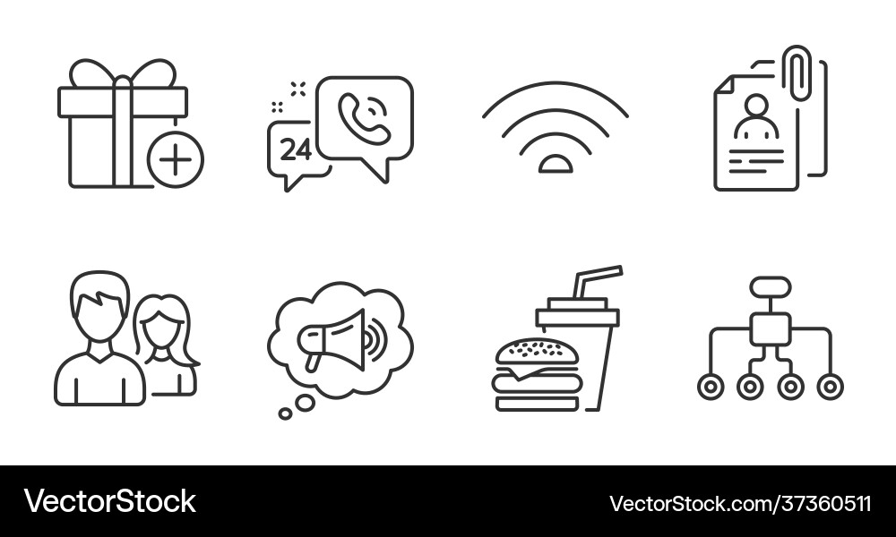 Interview documents teamwork and hamburger icons Vector Image