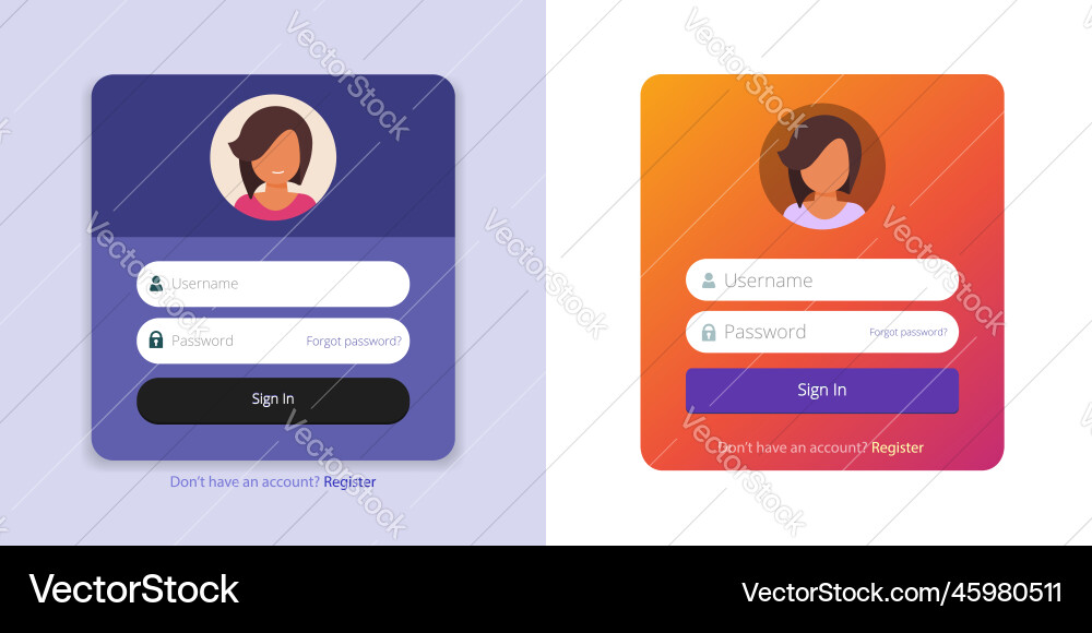Login Box UI - Rounded Template vector image
