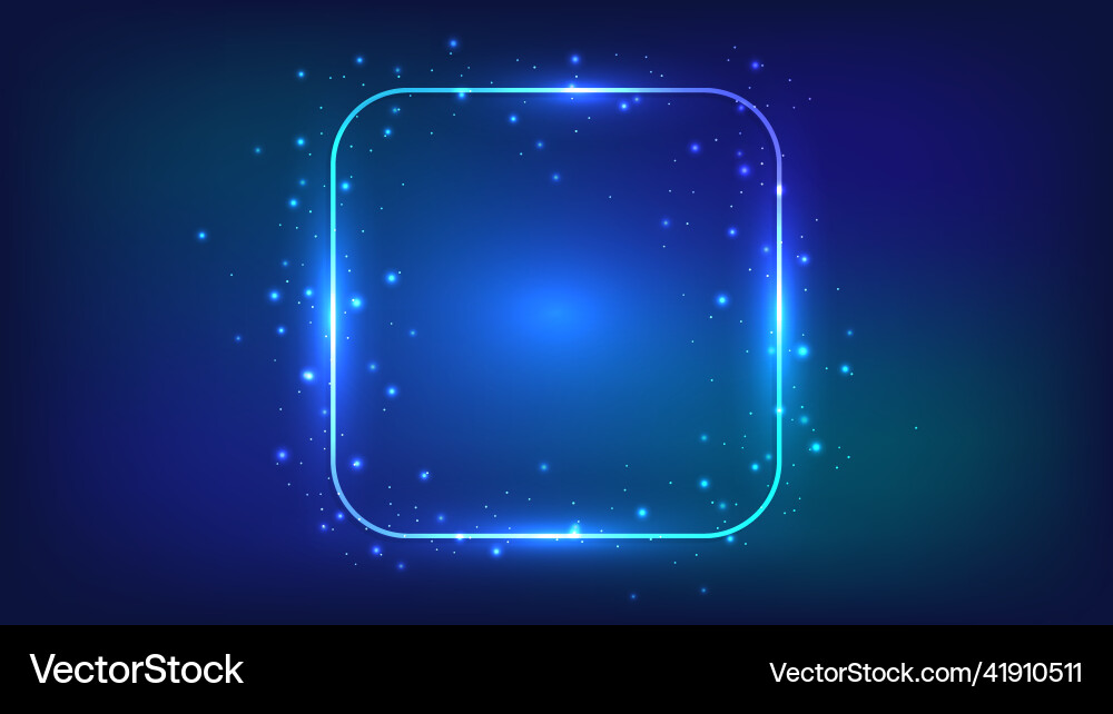 Neon rounded square frame with shining effects Neon rounded square frame with shining effects Vector Image