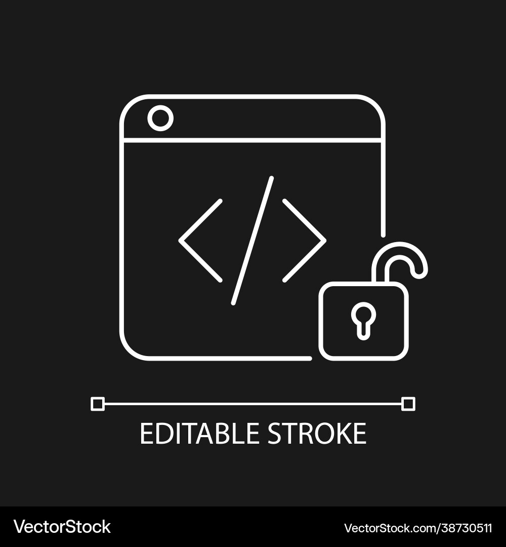 Open source code platforms white linear icon Open source code platforms white linear icon vector image