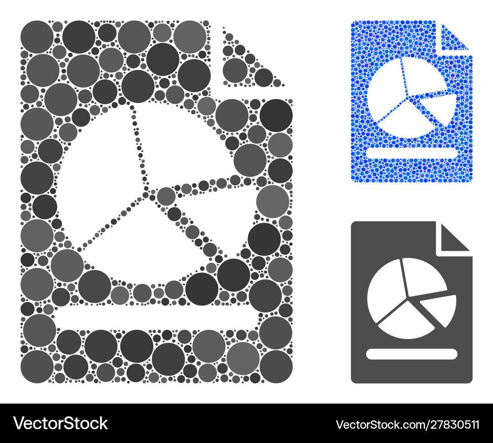Pie chart report page mosaic icon round dots Pie chart report page mosaic icon round dots vector image